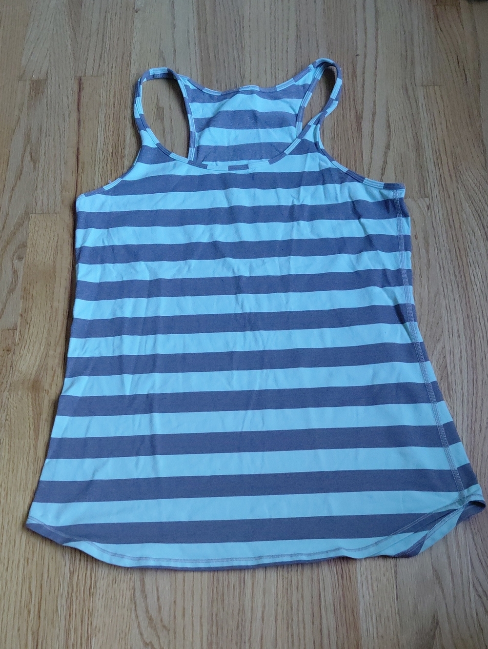 Lululemon Striped Racerback Tank Top in Light Blue and Gray